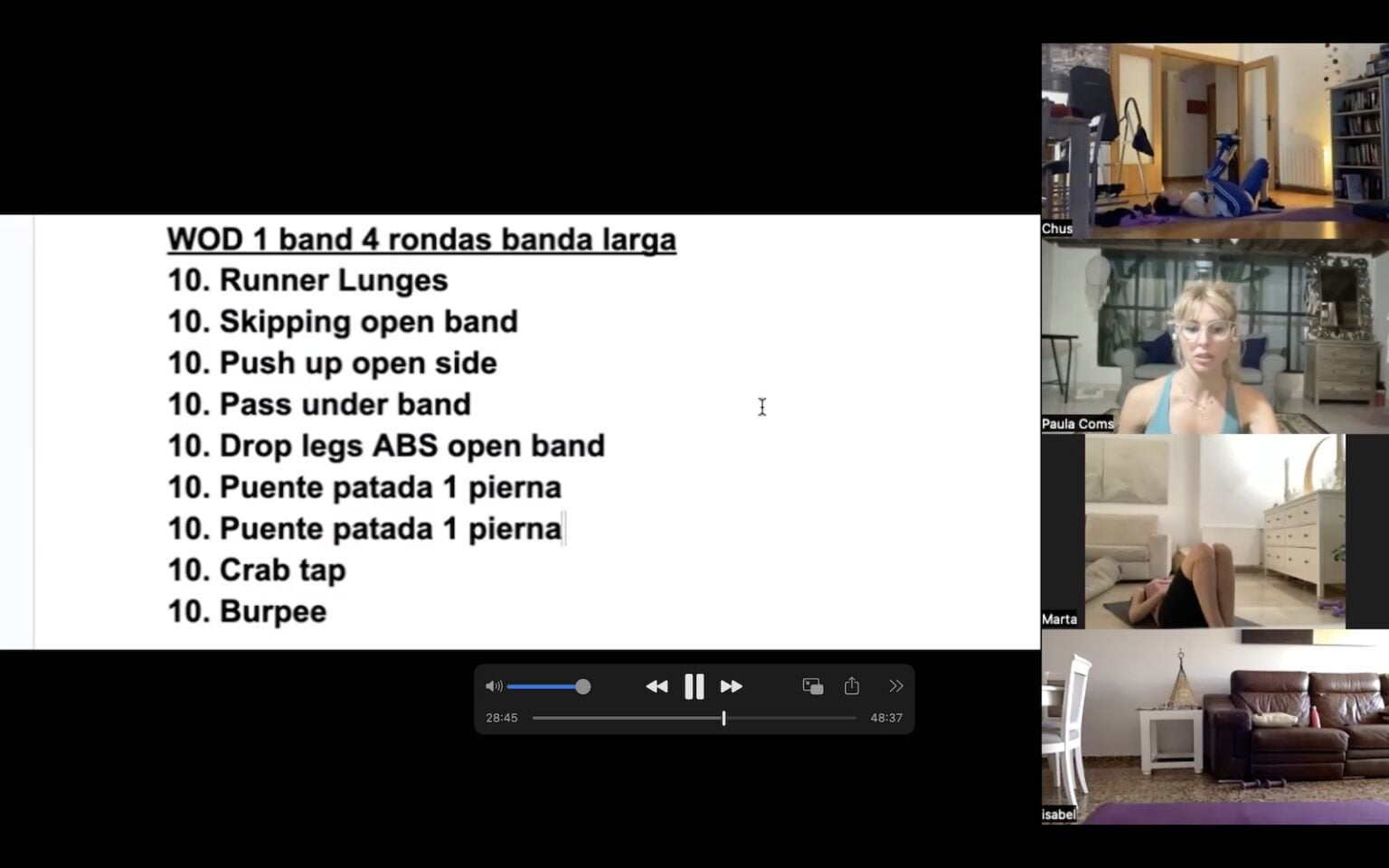 HIIT+CORE Circuito 1 min, WOD de 4 rondas y finisher con pelota